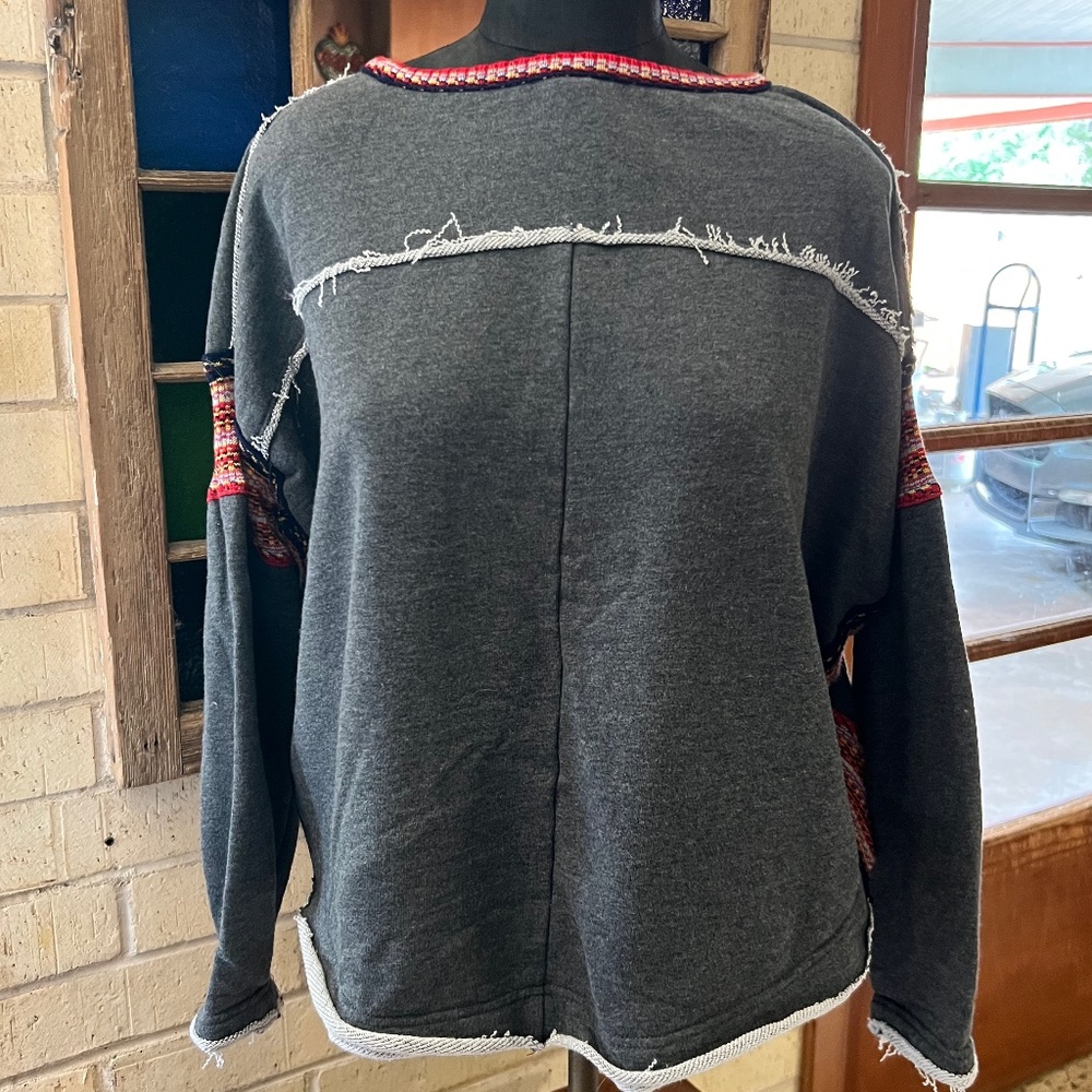 Natural Life Lightweight Sweat Shirt with Colorful Knit Details